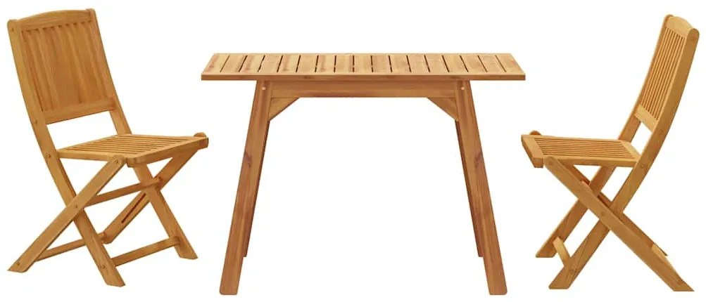 3 pcs conjunto de jantar para jardim madeira de acácia maciça