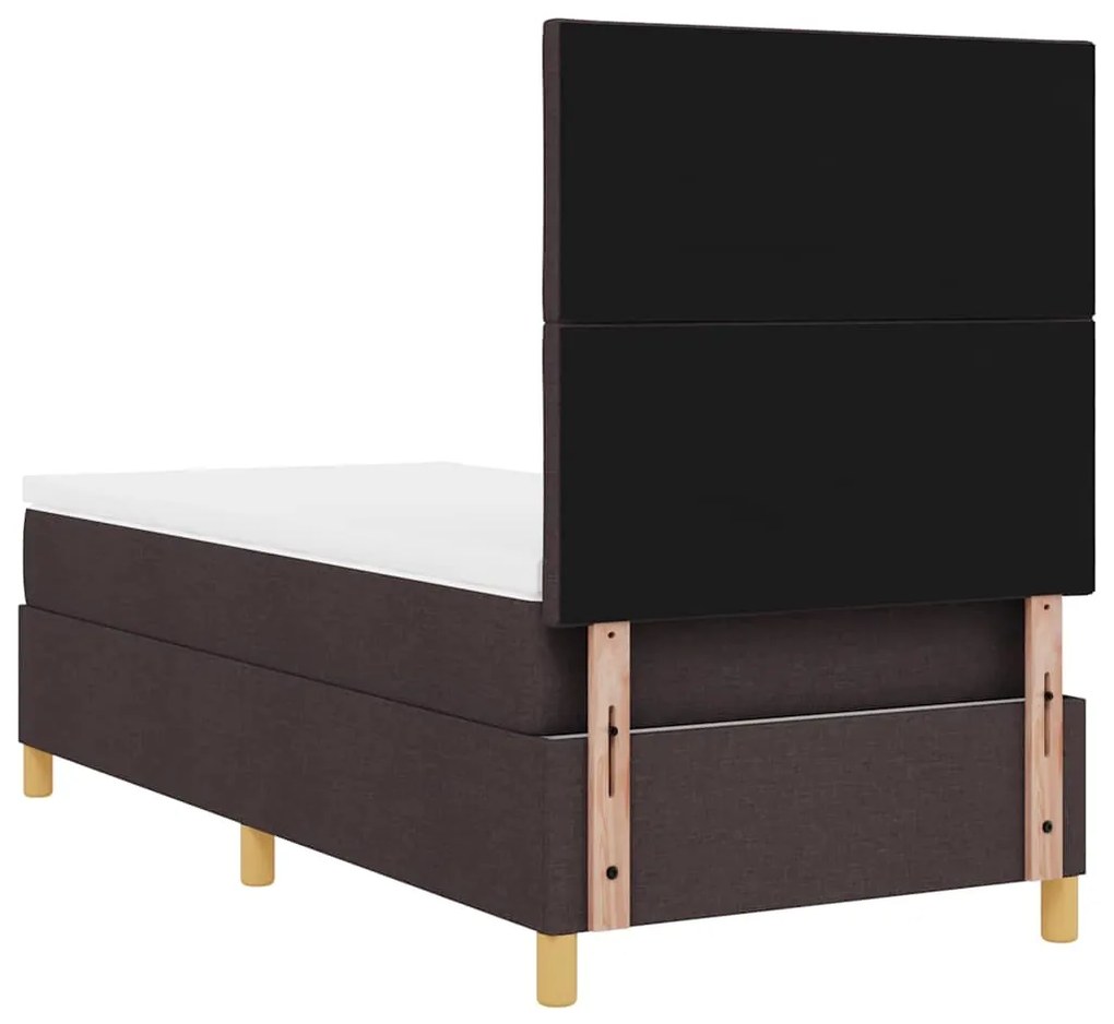 Cama Box com Colchão Castanho Escuro 100x200 cm Tecido