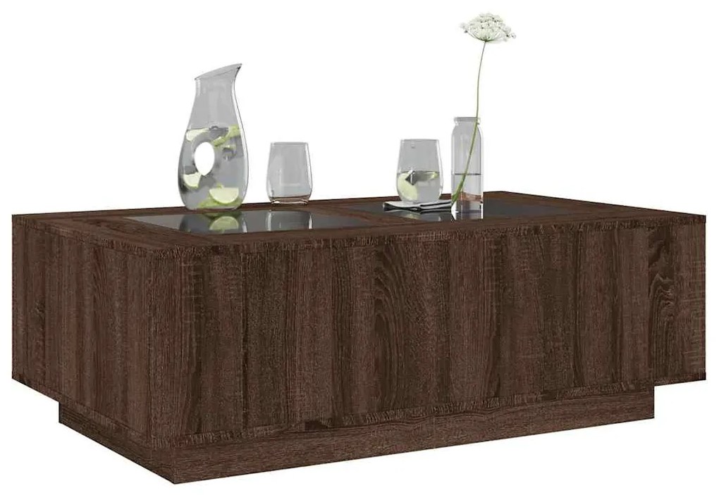 Mesa centro luzes LED Infinity 116x69x40 cm carvalho castanho