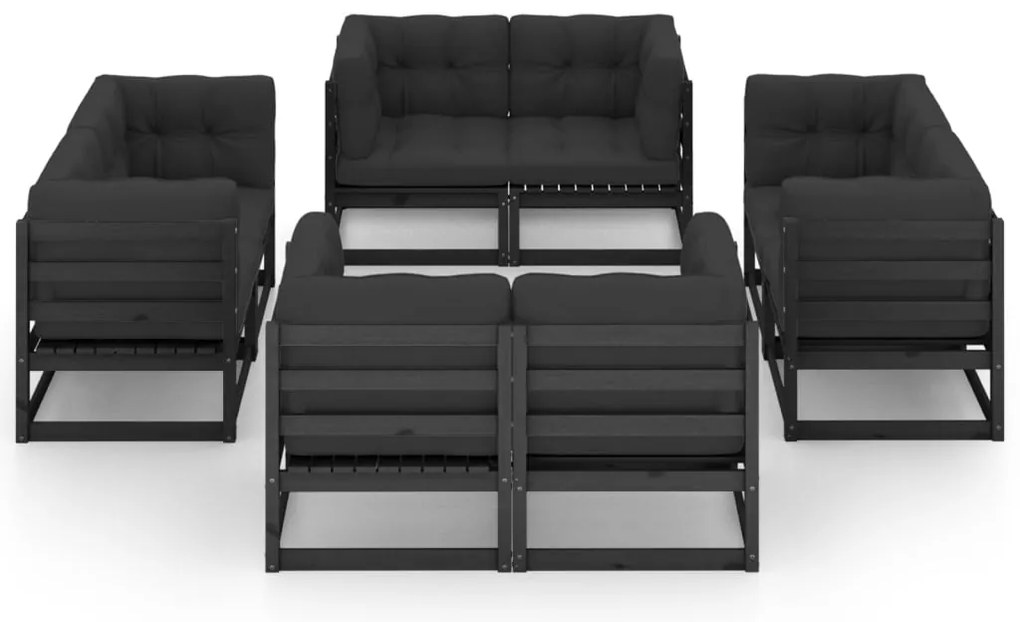 8 pcs conjunto lounge de jardim c/ almofadões pinho maciço