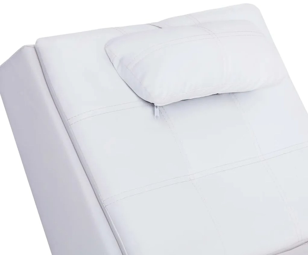 Chaise longue de massagem c/ almofada couro artificial branco