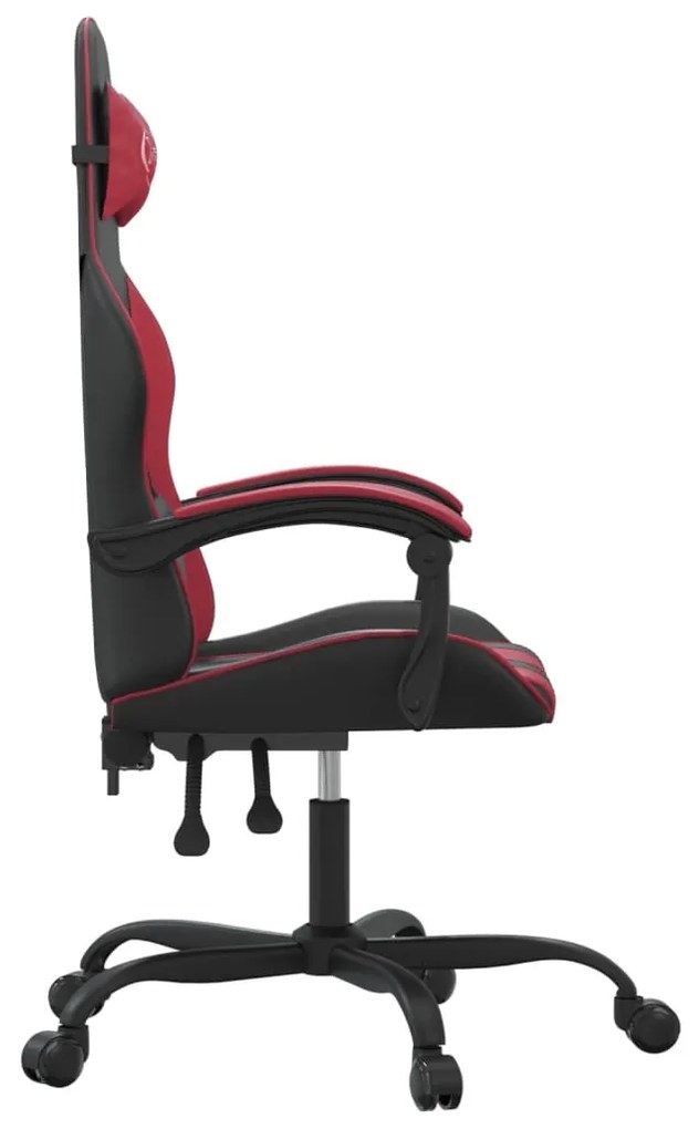 Cadeira gaming couro artificial preto e vermelho tinto