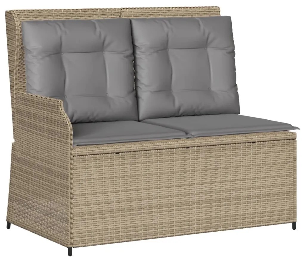 3 pcs conjunto lounge de jardim com almofadões vime PE bege