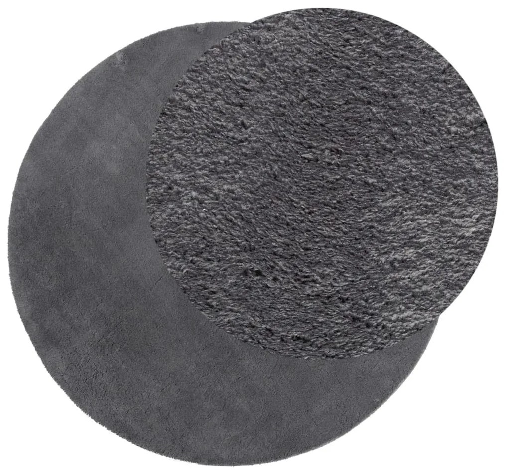 Tapete pelo curto macio e lavável HUARTE Ø 80 cm antracite