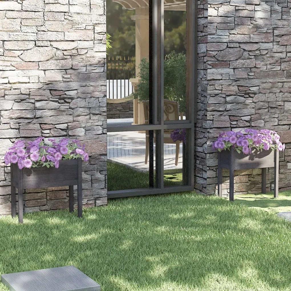 vidaXL Vasos/floreiras jardim 2 pcs 70x31x70 cm pinho maciço cinzento