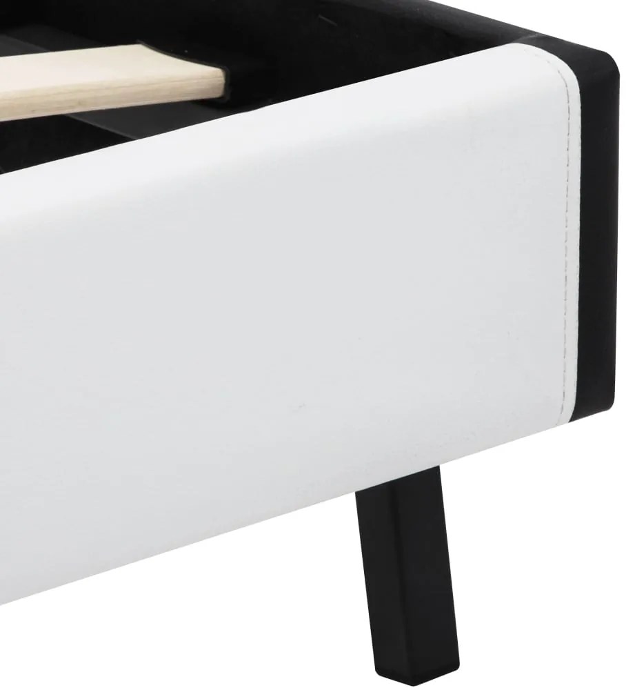 Estrutura de cama com LED 140x200 cm couro artificial branco