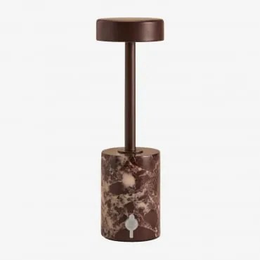 Lâmpada De Mesa Led Sem Fios Em Ferro E Pedra Natural Arianny Mármore Vinho Tinto - Sklum