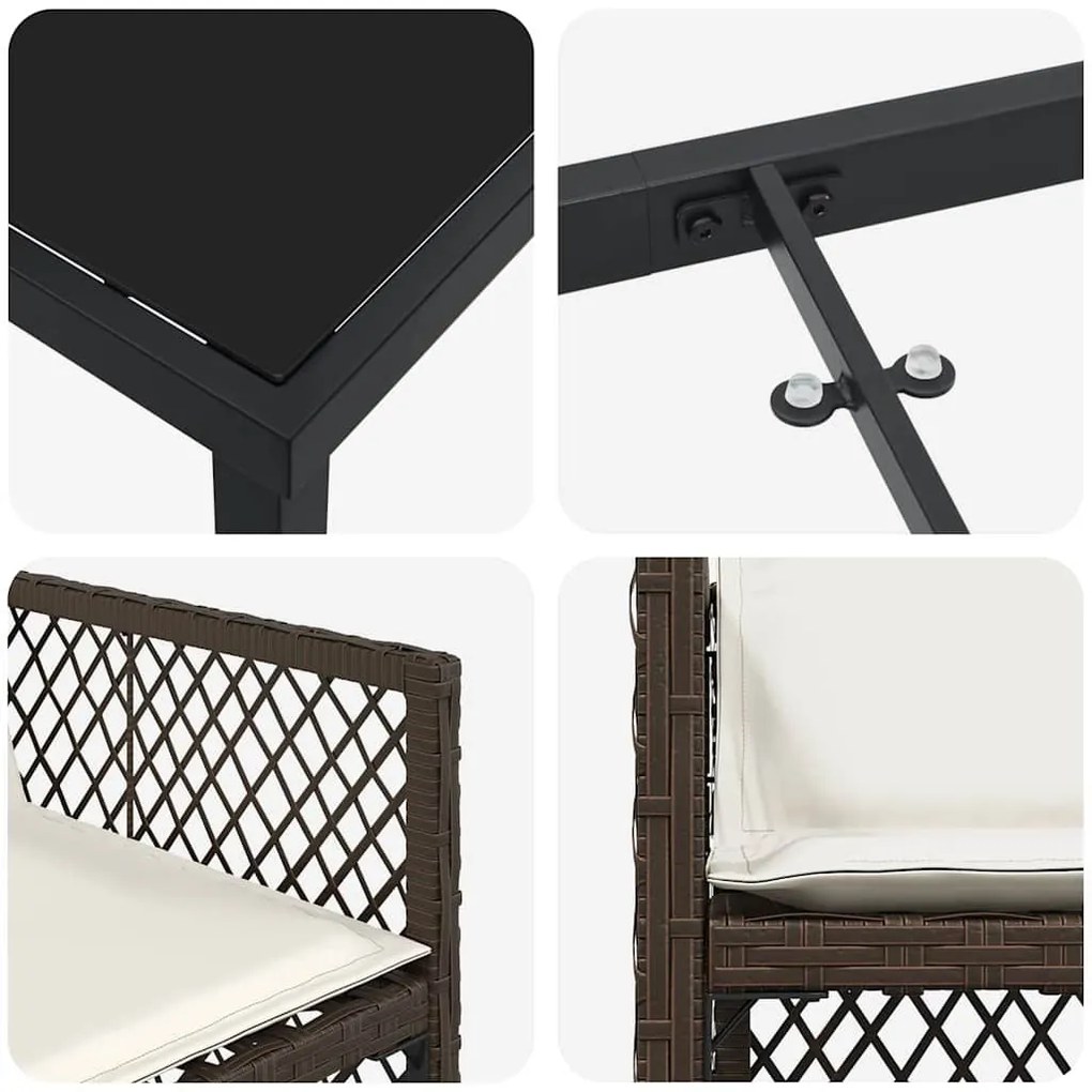 Conjunto de Jantar de Jardim vidaXL 5 Peças com Almofadas Castanho Vim