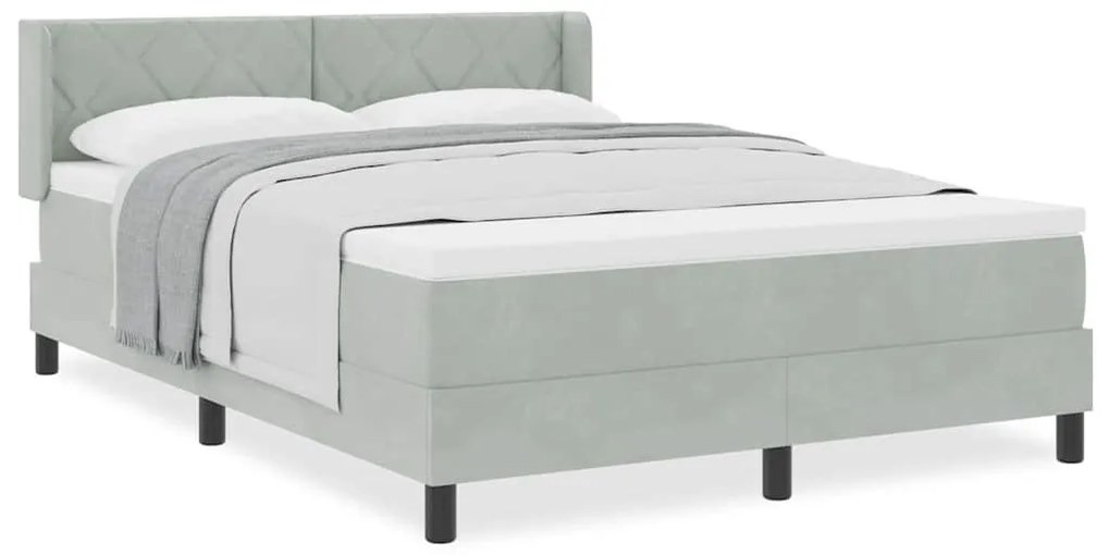 Cama Box Spring vidaXL com Colchão Cinza-Claro 140x190 cm Veludo