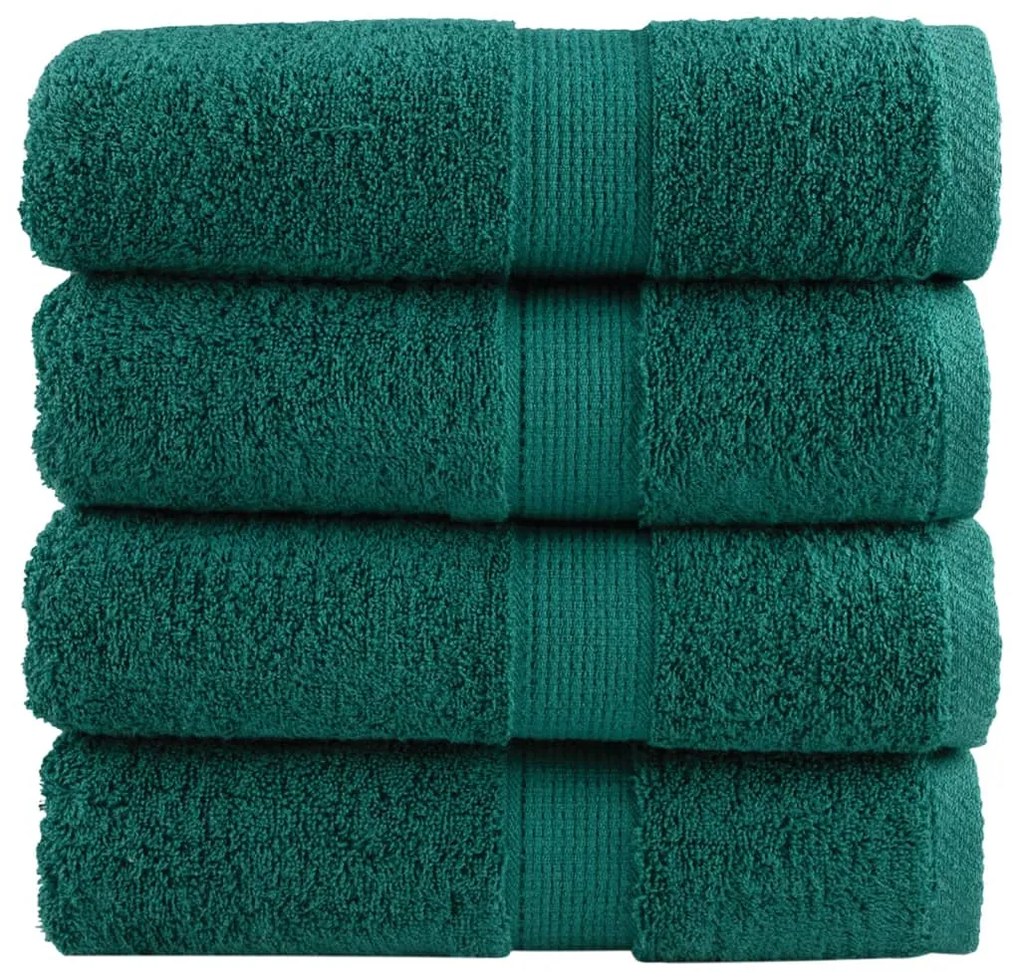 vidaXL Toalhas de rosto premium SOLUND 4 peças verde 30x30 cm 600 g/m²