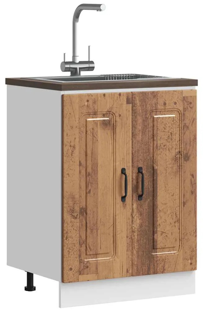 vidaXL Armário baixo lavatório Kalmar 60x46x81,5 cm madeira velha