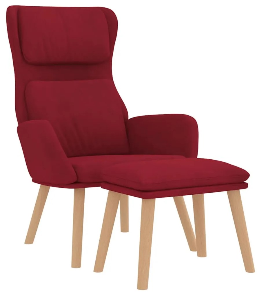 Cadeira de descanso com banco veludo vermelho tinto