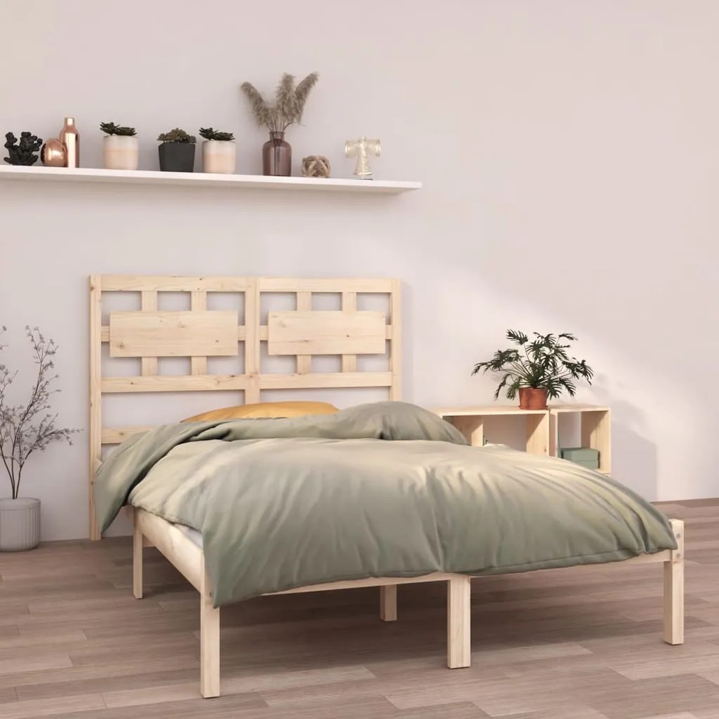 Estrutura de cama dupla pequena 4FT 120x190 cm madeira maciça