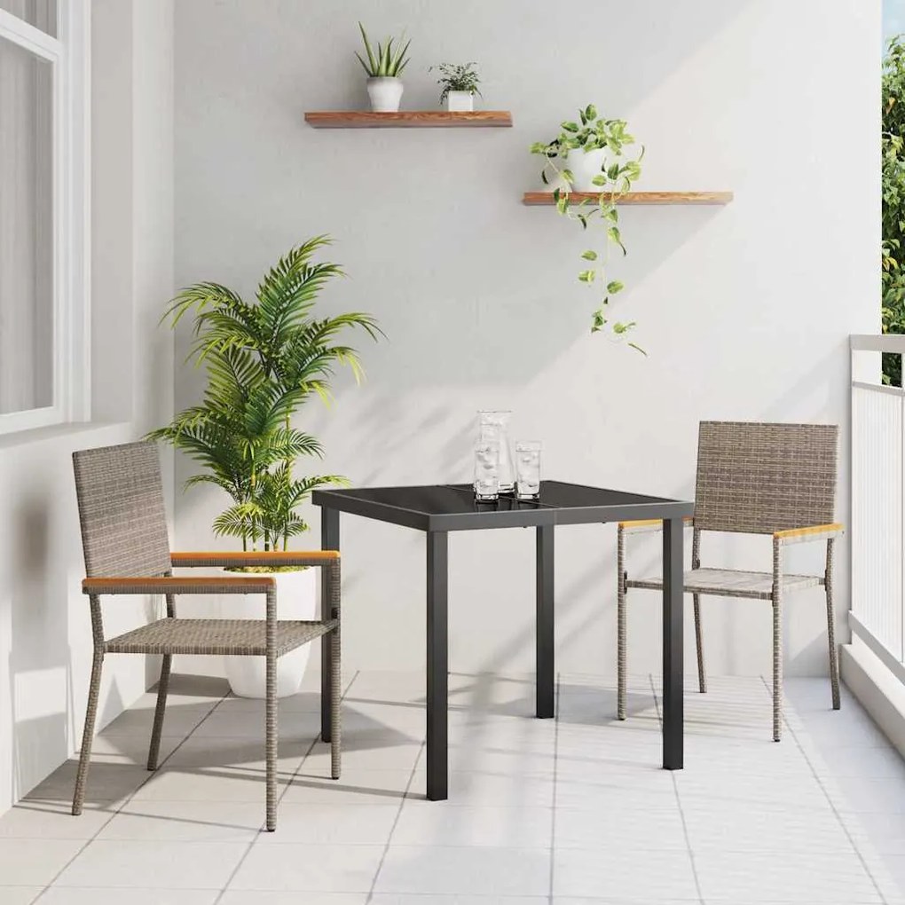 vidaXL Cadeiras empilháveis para jardim 2 pcs Cinza, Marrom