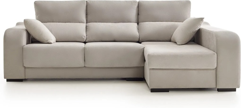 Sofá Chaiselongue Zafiro 3 Plazas Tela Antimanchas Color Beige - Izquierda