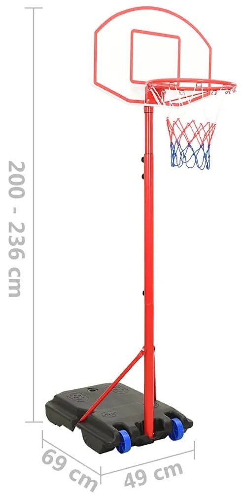Conjunto portátil de basquetebol ajustável 200-236 cm