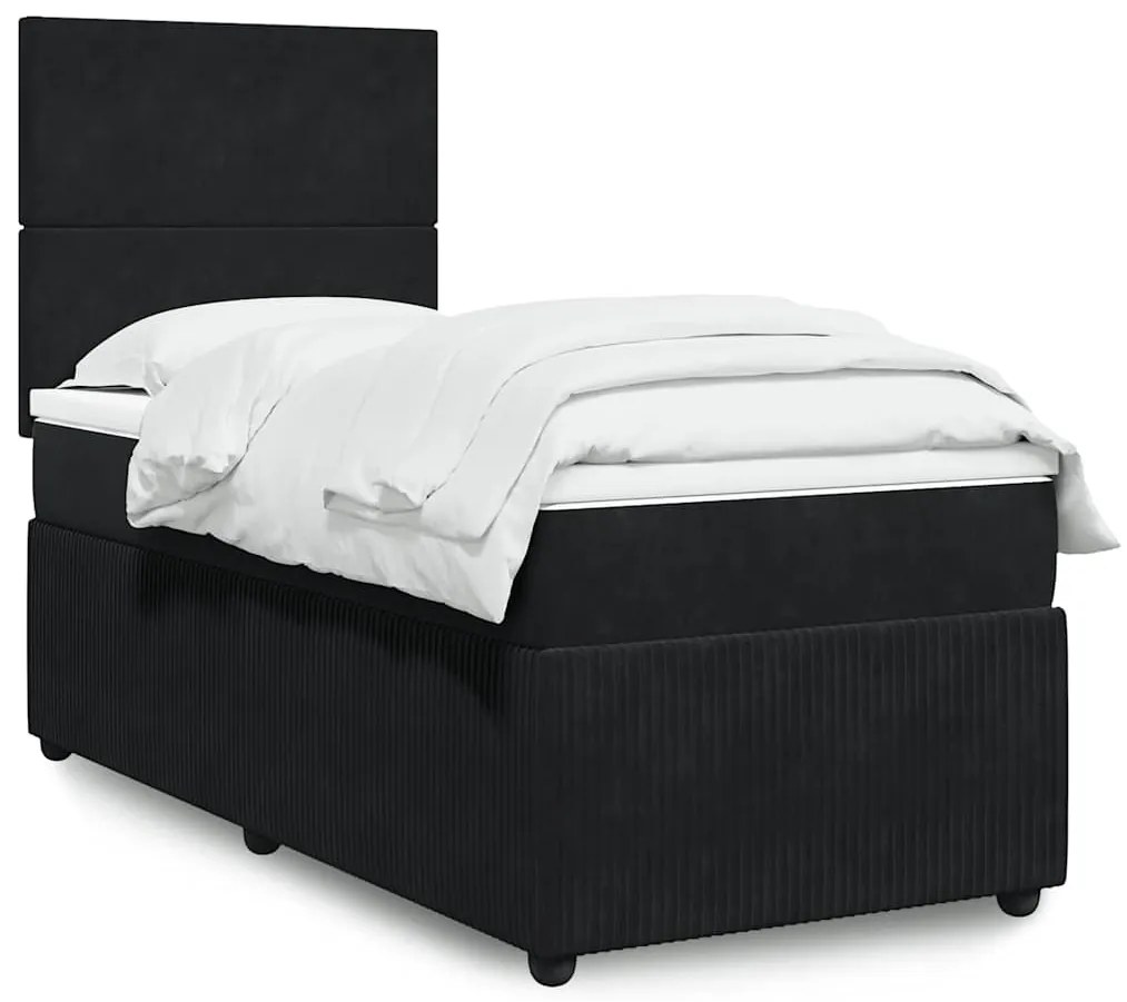 vidaXL Cama com molas/colchão 90x200 cm veludo preto