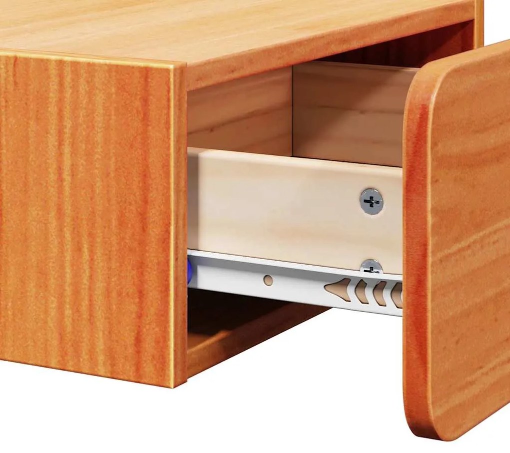 Mesa de Cabeceira Montada na Parede com gaveta Castanho-mel
