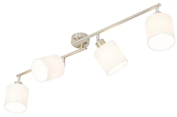 Foco de teto em aço com abajur branco 4 luzes ajustáveis - Hetta Moderno,Design