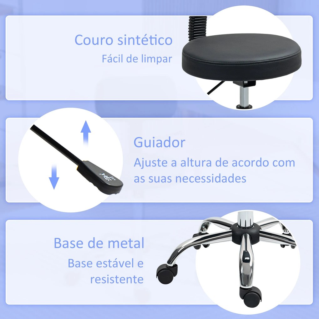 Banco Profissional GiroLux – Giratório com Encosto Removível e Altura