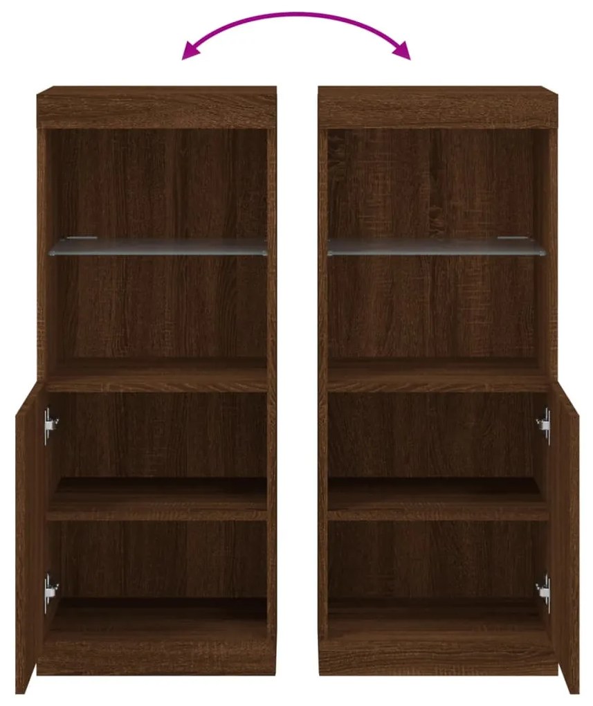 Aparador com luzes LED 41x37x100 cm carvalho castanho