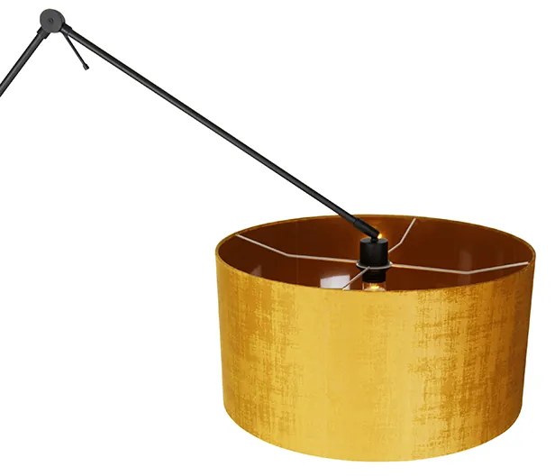 Candeeiro de pé moderno preto com cúpula dourada 50 cm - Editor Moderno