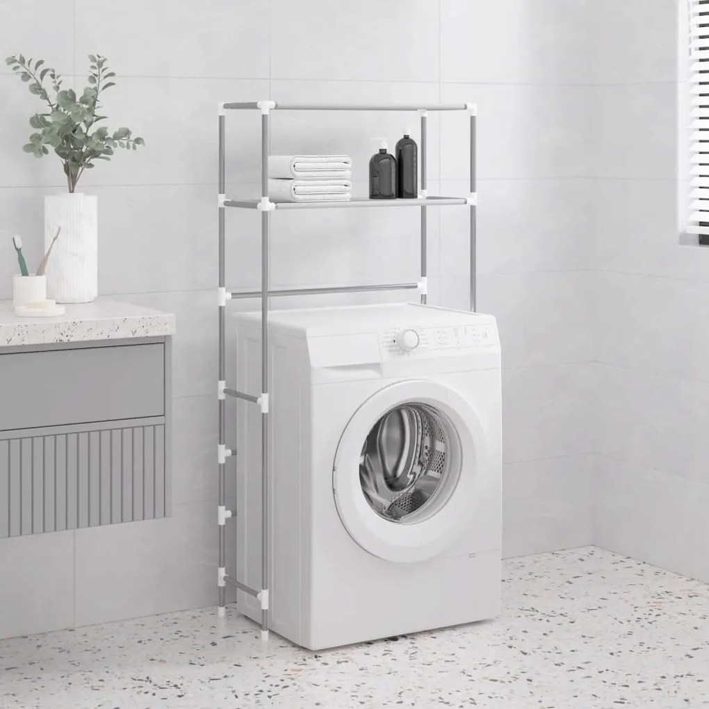 vidaXL Estante arrumação p/ máquina de lavar roupa 2 prat. ferro cinza
