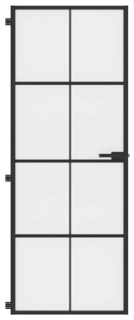 Porta interior 76x201,5 cm vidro temperado e alumínio preto