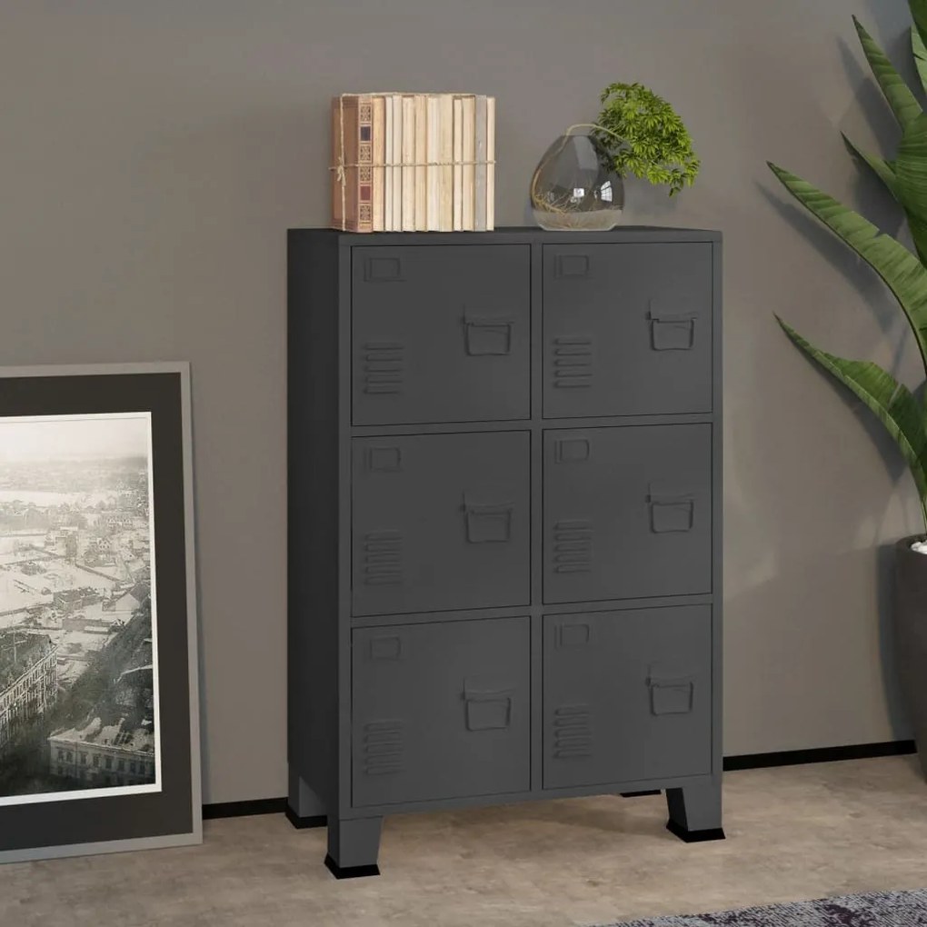 vidaXL Aparador de arrumação industrial 75x40x115 cm metal antracite
