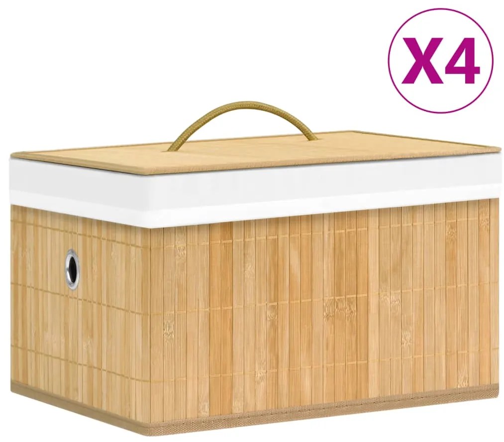 Caixas de arrumação 4 pcs bambu