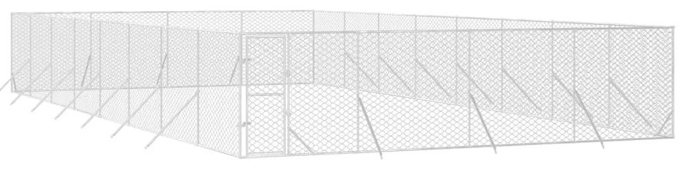 Canil de exterior 8x16x2 m aço galvanizado prateado