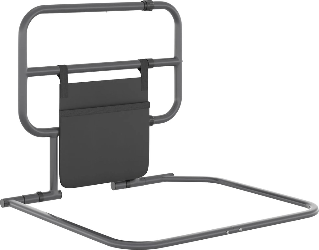 HOMCOM Grade para Cama Adulto Guarda de Segurança para Cama Dobrável com Bolso de Armazenamento 71x61x86-104 cm Cinza | Aosom Portugal