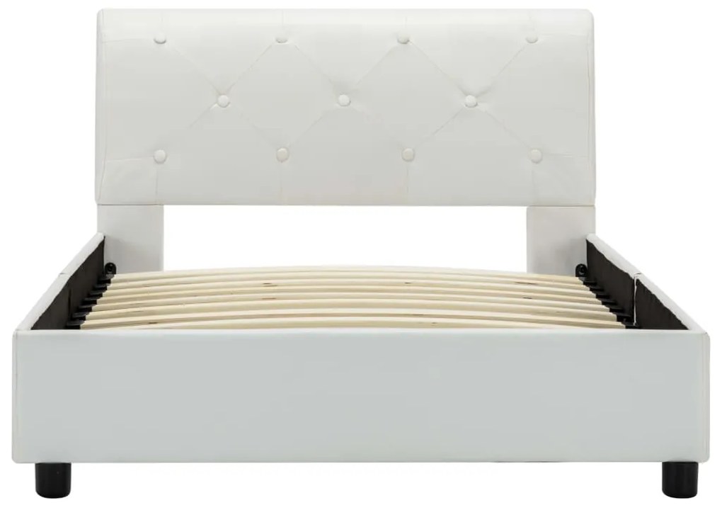 Estrutura de cama 90x200 cm couro artificial branco