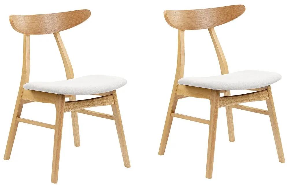 Conjunto de 2 cadeiras de jantar em madeira clara e cinzento claro LYNN Beliani