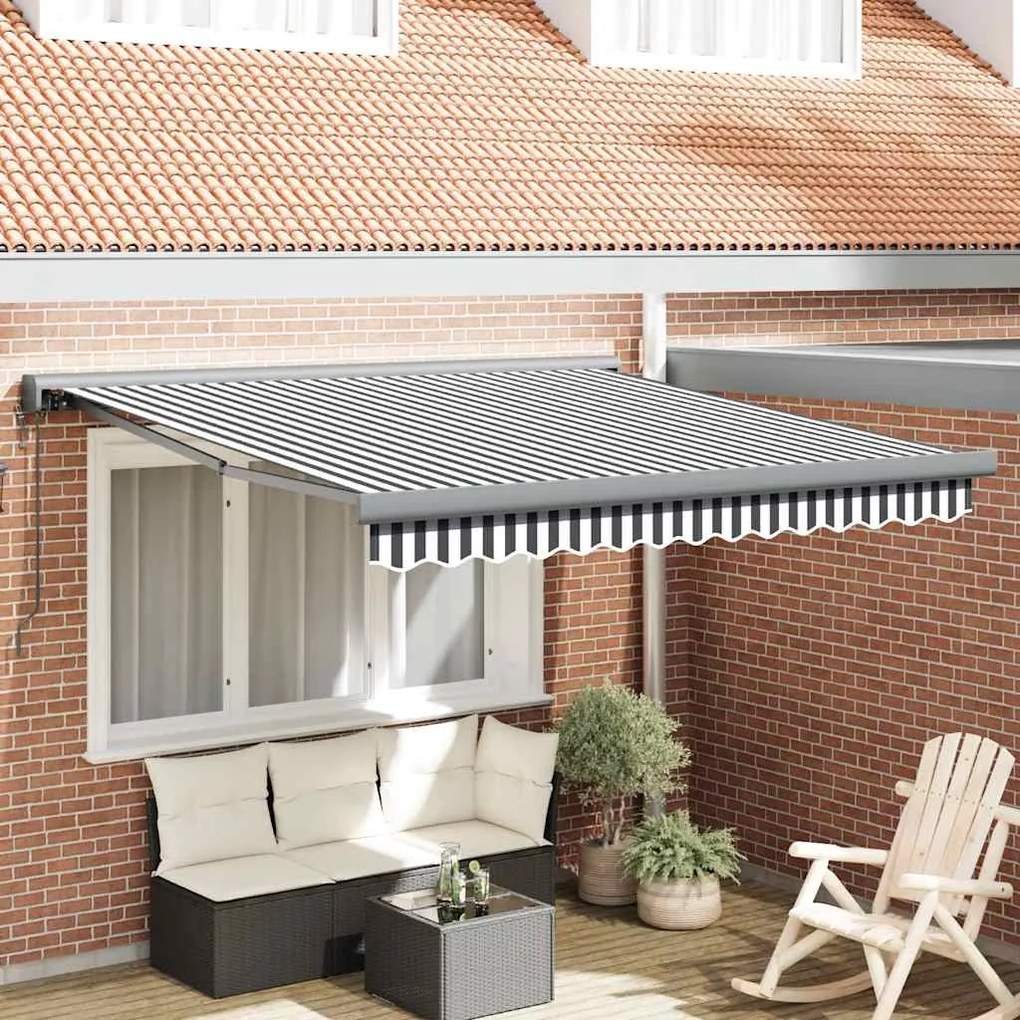 Toldo retrátil 3x2,5 m tecido e alumínio antracite e branco