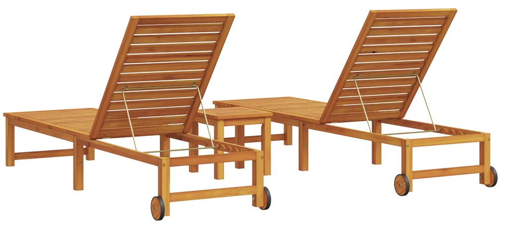 Espreguiçadeira com Mesa em Madeira Sólida de Acácia
