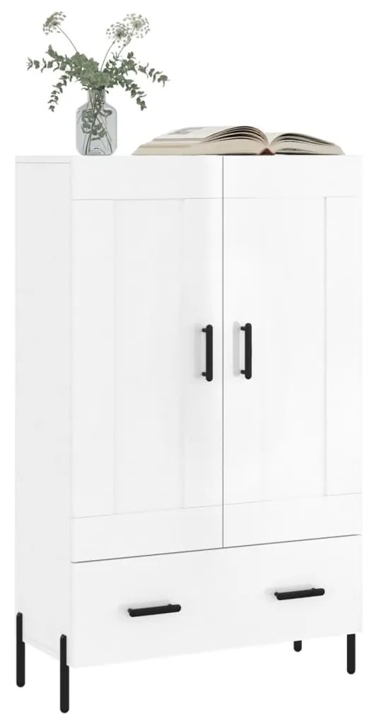 Aparador alto 69,5x31x115 cm derivados madeira branco brilhante