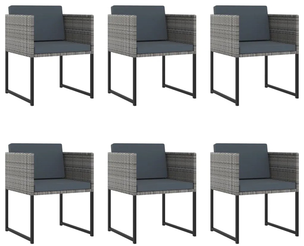 11 pcs conjunto jantar exterior com almofadões vime PE cinzento