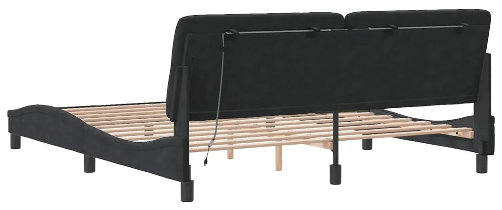 Estrutura de cama com luzes LED 180x200 cm veludo preto