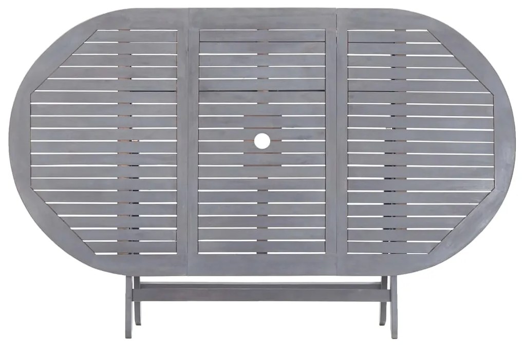 7 pcs conjunto de jantar jardim madeira acácia maciça cinzento
