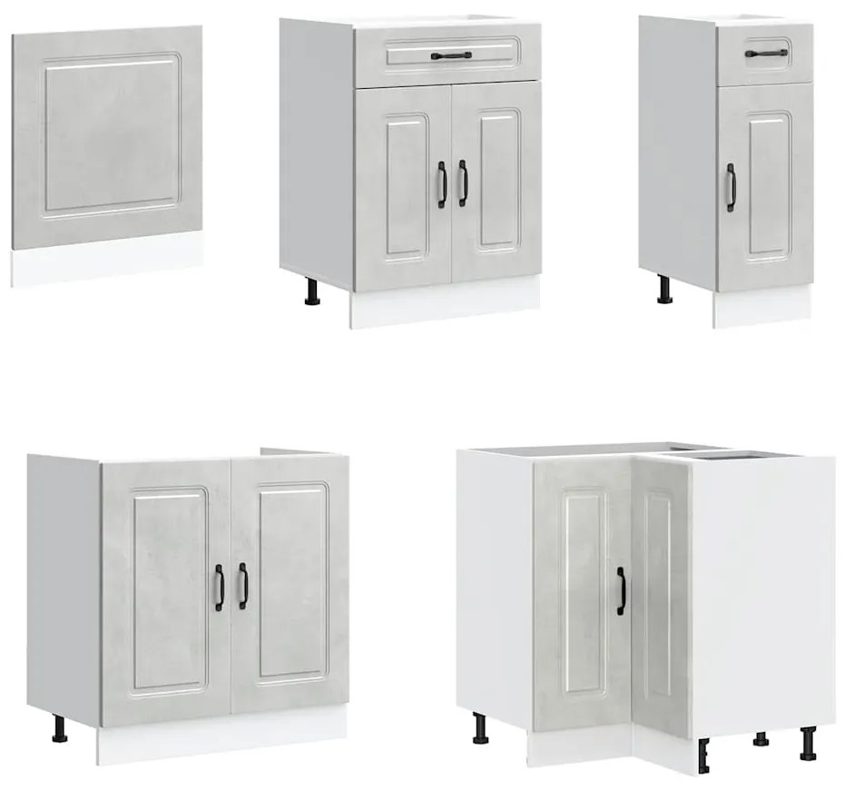 11 peças armário de cozinha conjunto Kalmar concreto cinza