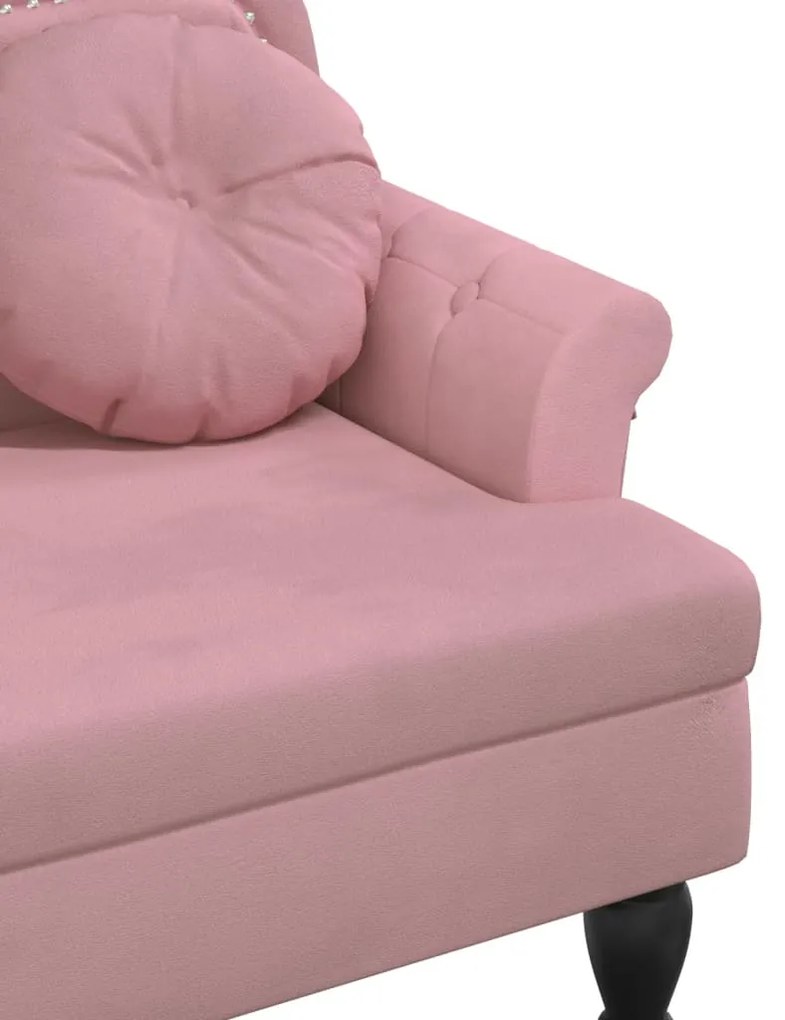 Banco com almofadões 120,5x65x75 cm veludo rosa