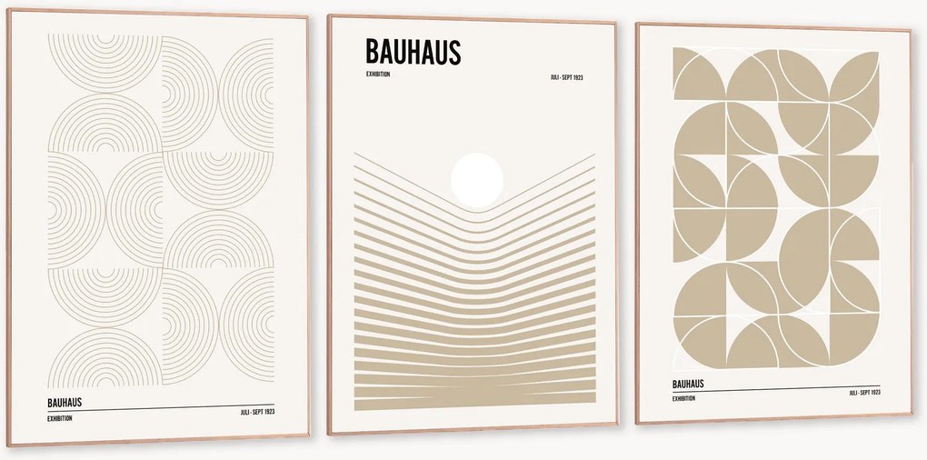 Impressões digitais emolduradas Bauhaus, conjunto de 3