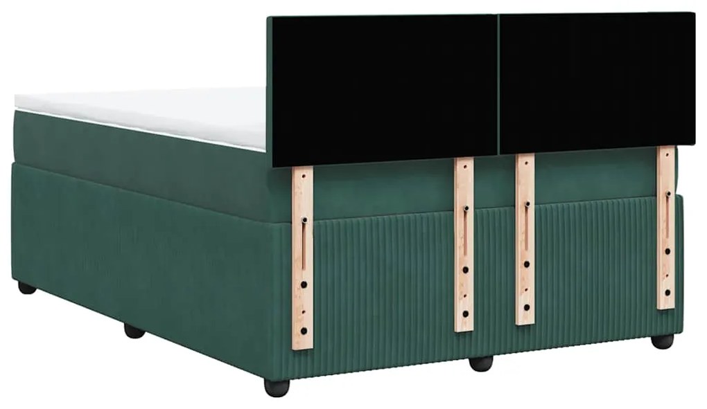 Cama com molas/colchão 140x200 cm veludo verde-escuro