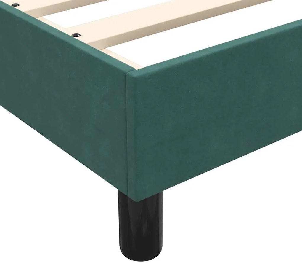 Cama boxspring com colchão 120x210 cm veludo verde-escuro