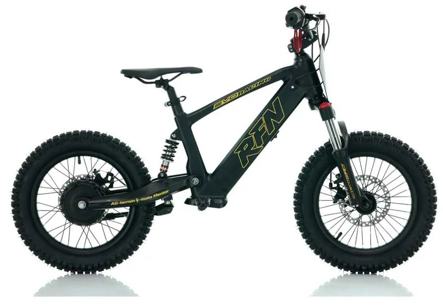 Bicicleta elétrica infantil 350W 16" Roan RXF Evo-S Preta e Dourada
