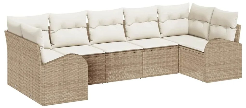 Conjunto de Sofá de Jardim vidaXL com Almofadas Bege Rattan Poliéster