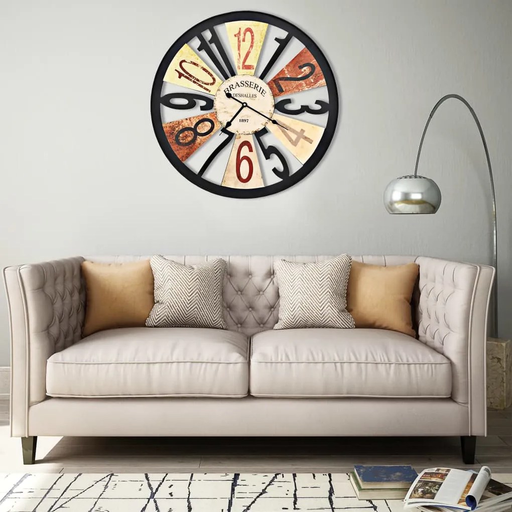 283863 vidaXL Relógio de parede metal 60 cm multicor