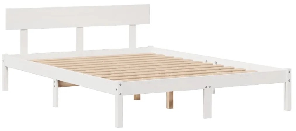 Cama com estante sem colchão 160x200 cm pinho maciço branco