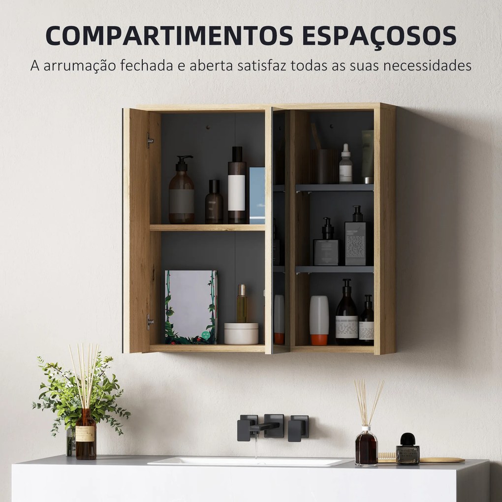 Armário Casa de Banho com Espelho Armário de Parede com Espelho para Casa de Banho Estilo Moderno 60x20x60 cm Madeira